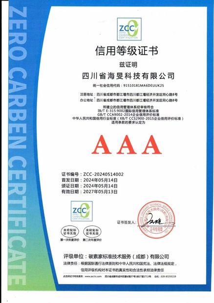 চীন Sichuan Haimin Technology Co., Ltd সার্টিফিকেশন