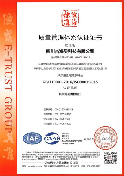 চীন Sichuan Haimin Technology Co., Ltd সার্টিফিকেশন
